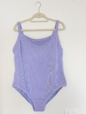 Lilac Ribbed Plus Size One-Piece Swimsuit